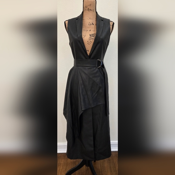 BCBG Maxazria Faux Leather Belted Long Vest XXS - Picture 2 of 7
